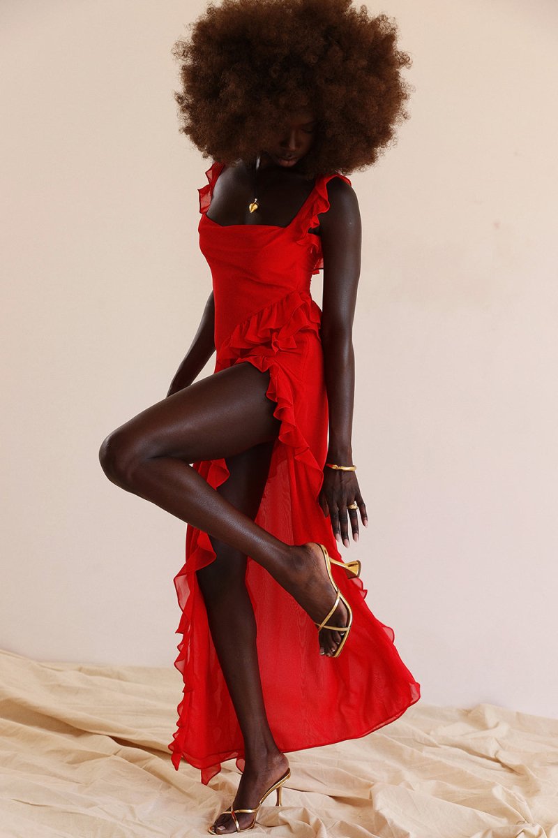 ARIELA | Rüschen Maxikleid
